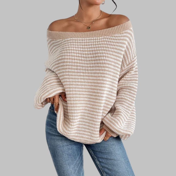 Paige | Casual Striped Drop Shoulder Long Sleeve Sweater