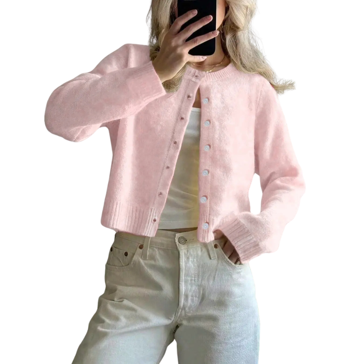 Harper | Cosy Round Neck Buckle Cardigan