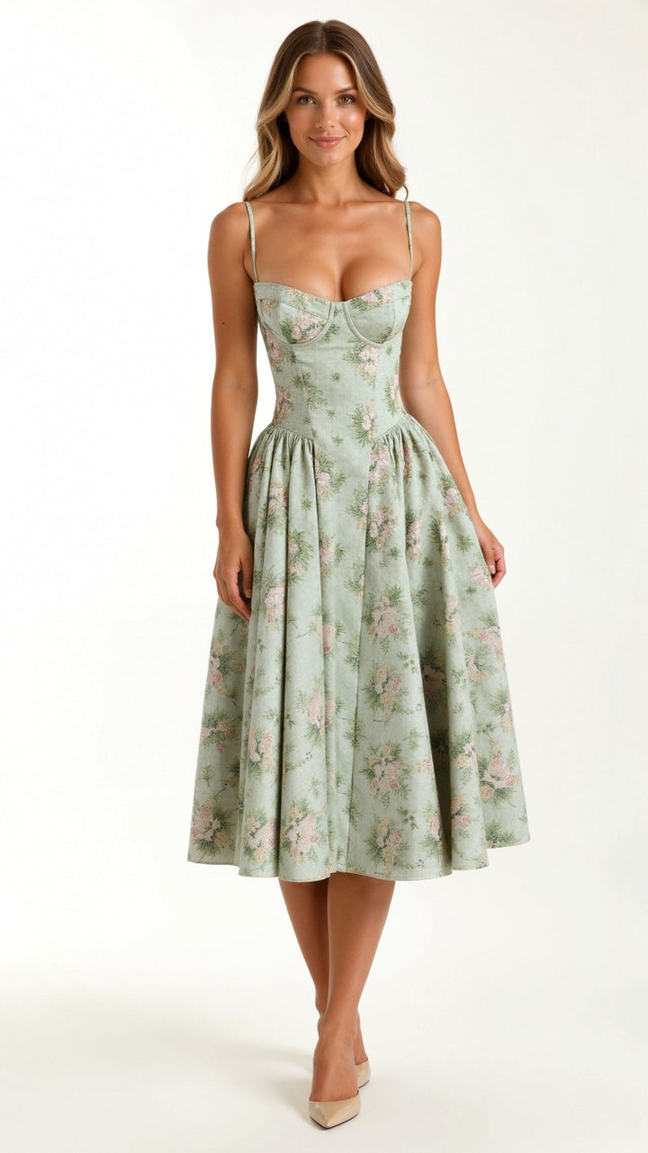 Kelsey - Structured Corset Midi Dress
