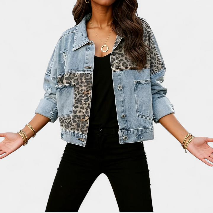 Alice | Wild Leopard Patch Denim Jacket