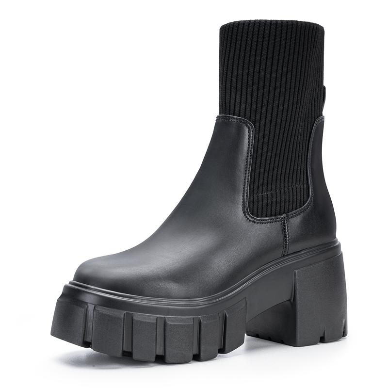Emily | Women Chelsea Ankle Boots Chunky Slip On Booties