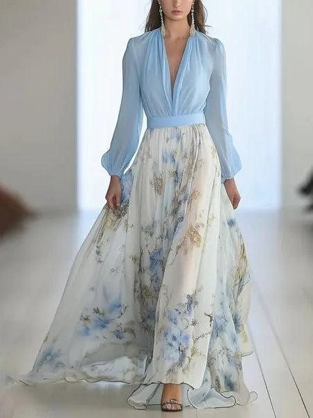 Tilda | Dress maxi with floral print mozzafiato and V-neck