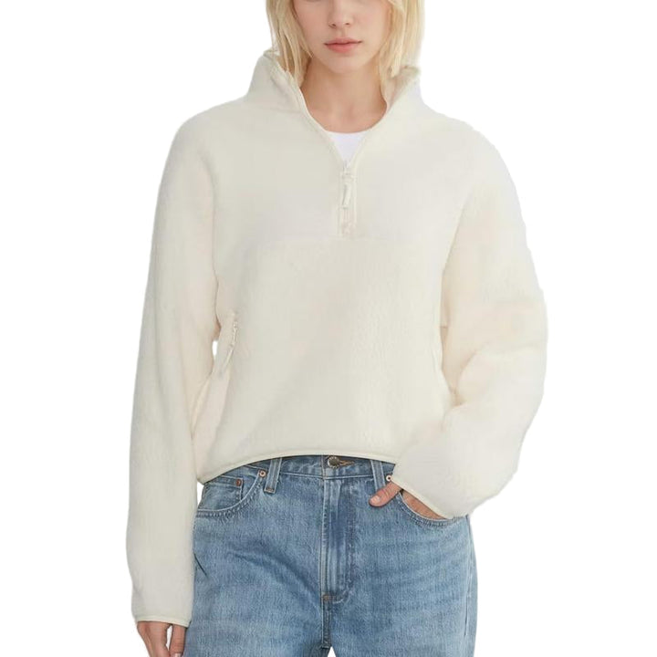 Natalie | Fuzzy Warm Half-Zip Cropped Fleece Pullover