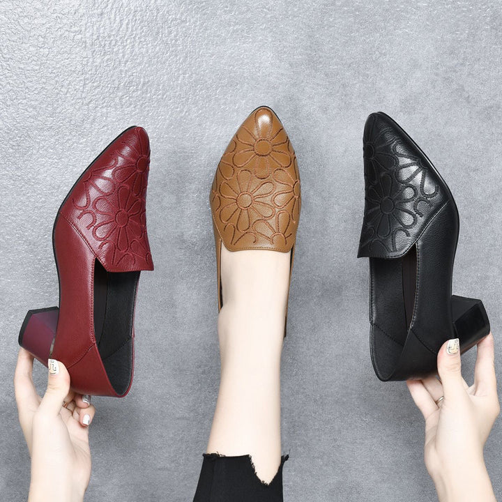 Ivy - Vegan Leather Embroidered Heels