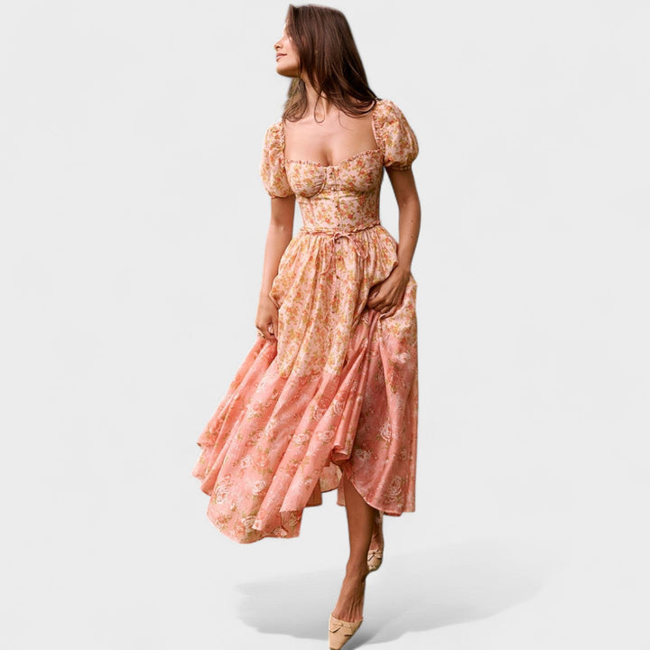 Florence - Coral Floral Dress