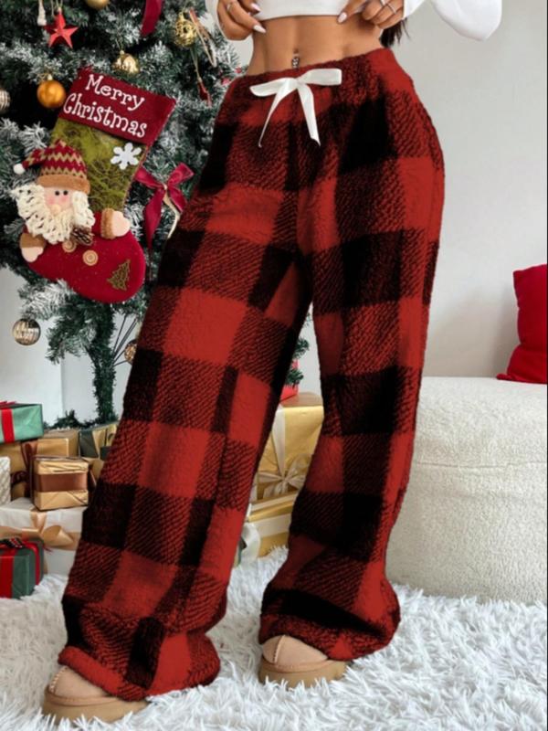 Eliza | Comfortable Plaid Straight Pants for Cold Weather Wear