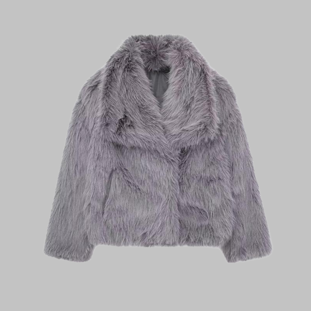 Georgia | Classy Long Sleeve Collared Fuzzy Coat