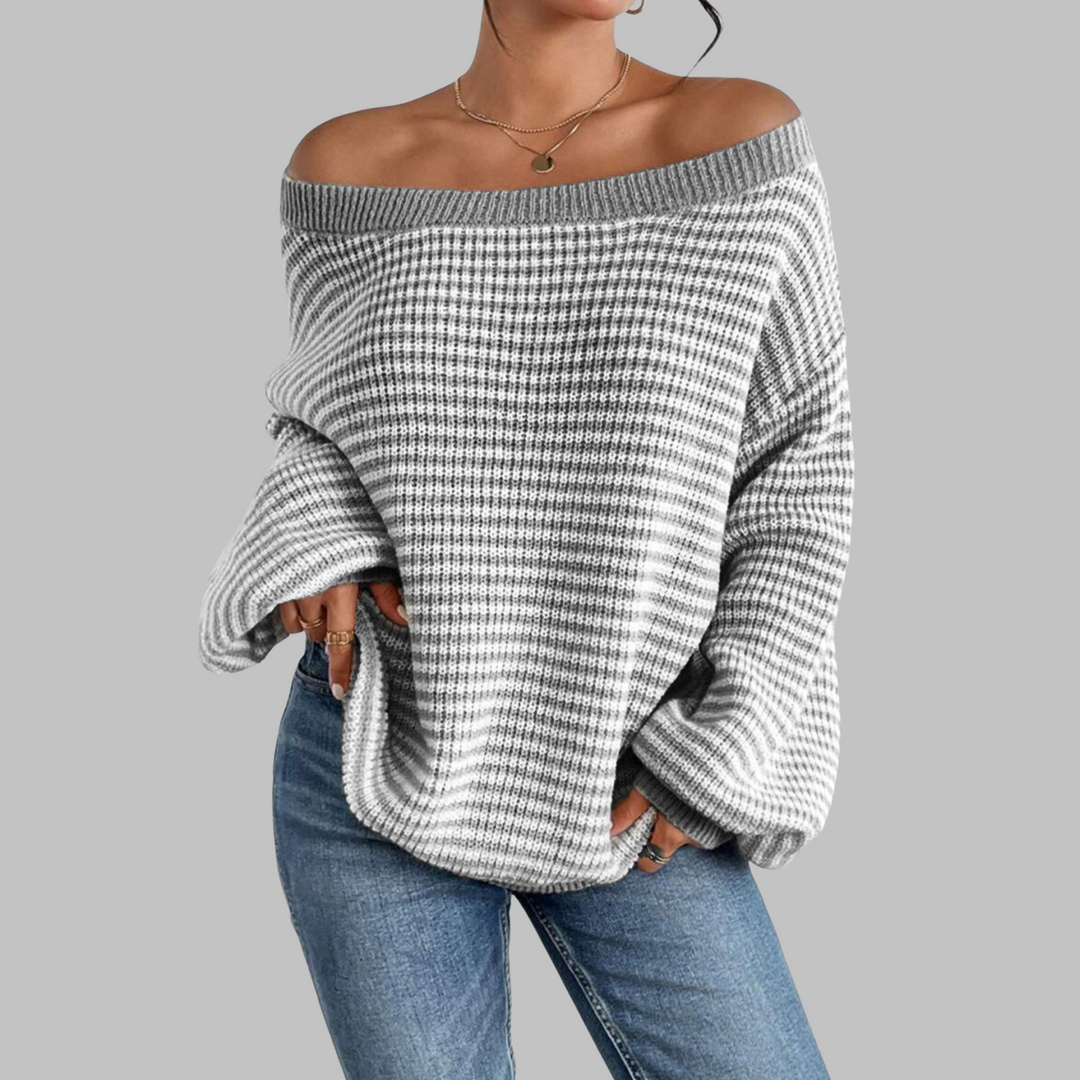 Paige | Casual Striped Drop Shoulder Long Sleeve Sweater