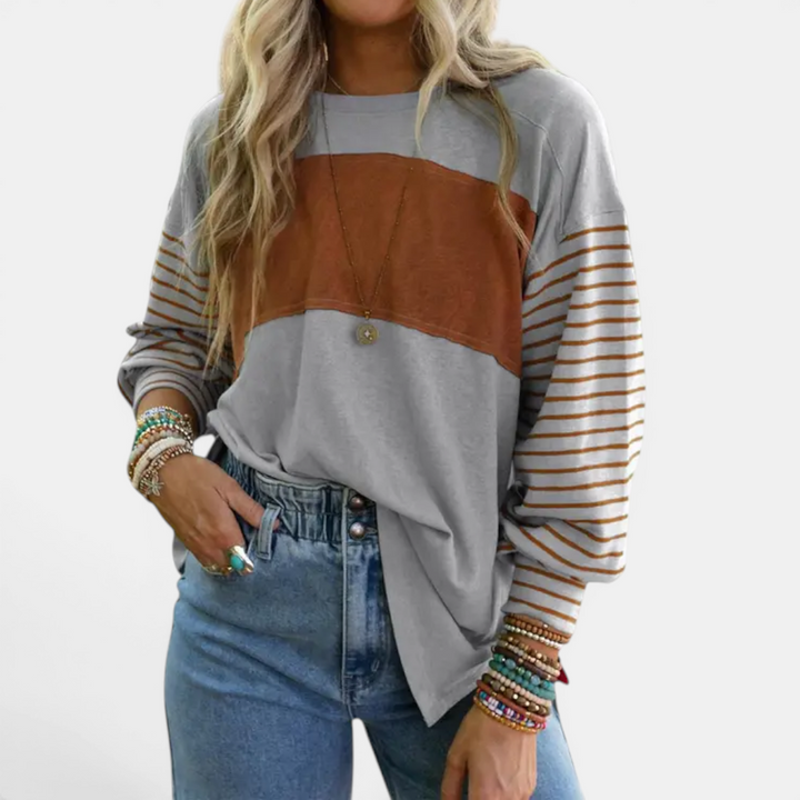 Paige | Striped Colour-Block Long Sleeve Top