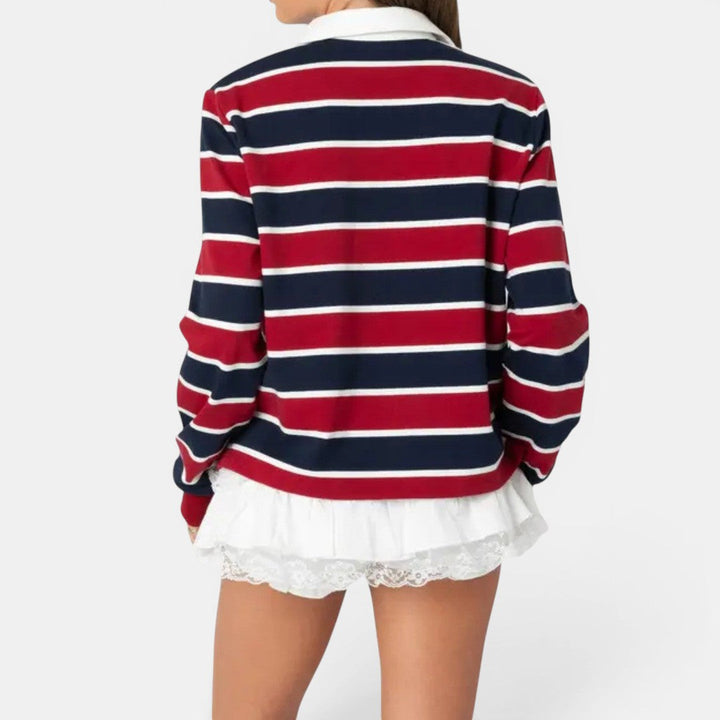 Zara | Retro Striped Polo Collared Shirt