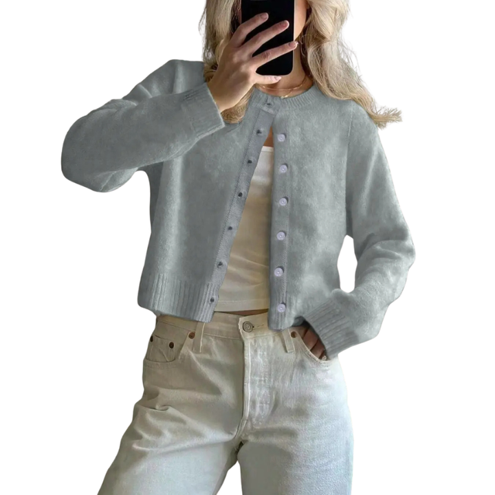 Harper | Cosy Round Neck Buckle Cardigan