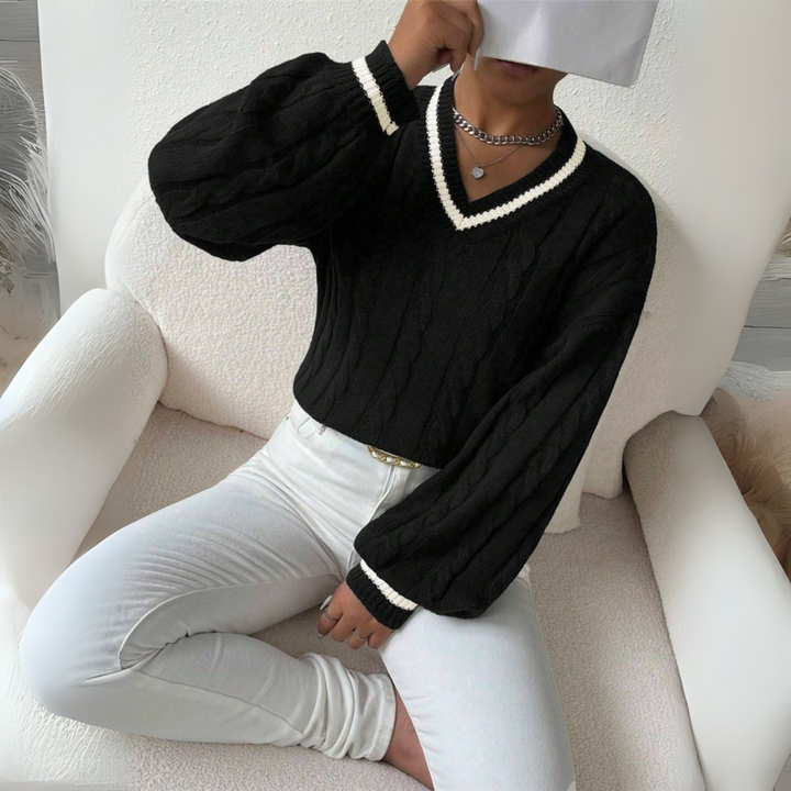 Kara | Chic Long Sleeve V-Neck Sweater