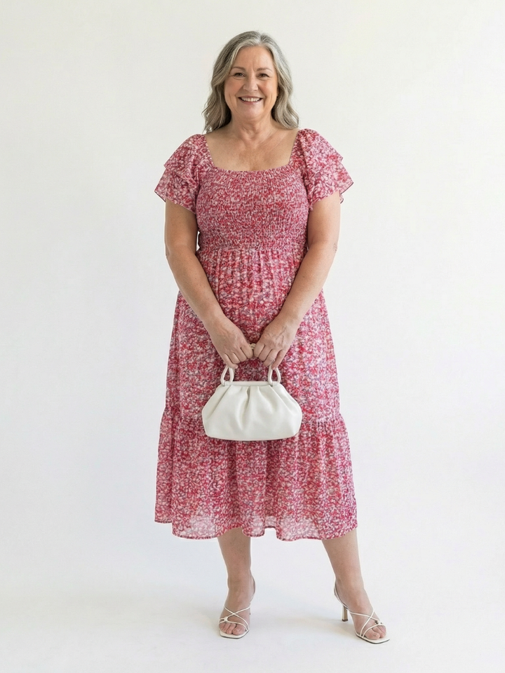 Perpetua Floral Smocked Midi Dress