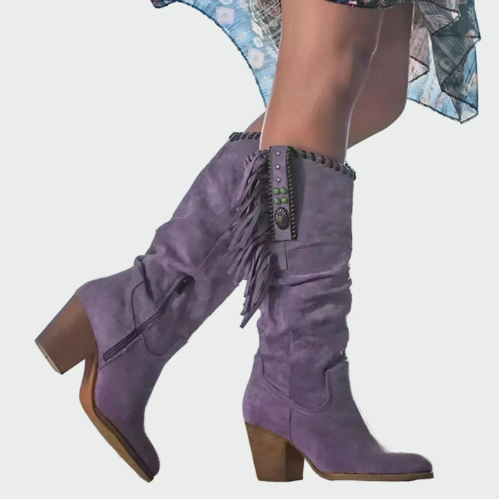 Isla - Comfortable Suede Cowboy Ankle Boots