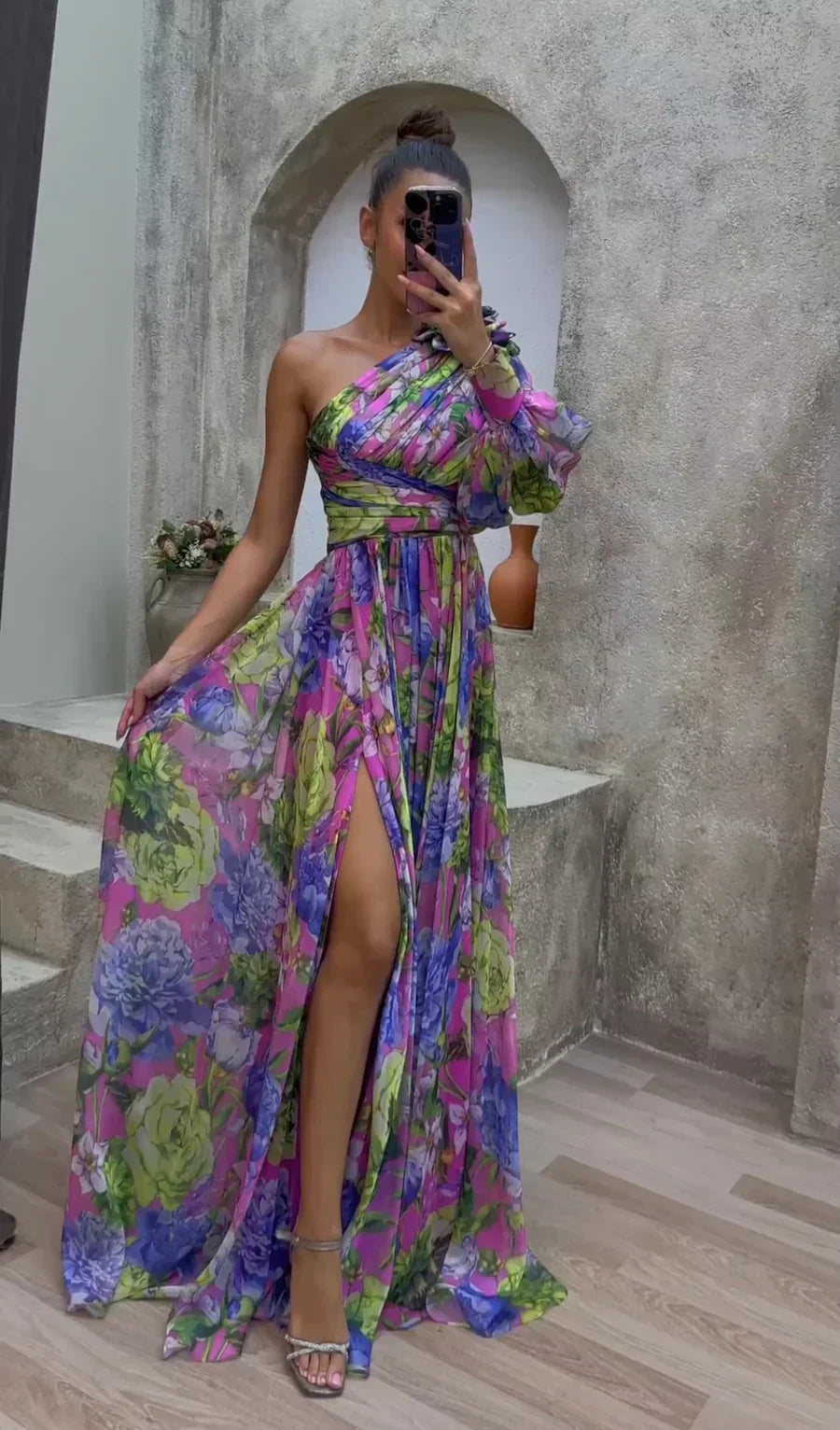 Ruby - One-Shoulder Floral Maxi Dress