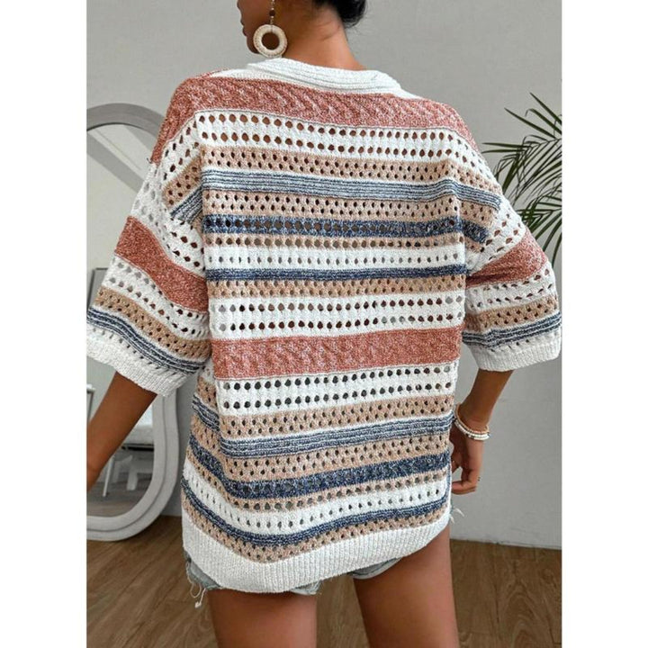 Sienna | Casual Striped Crochet V-Neck Summer Top