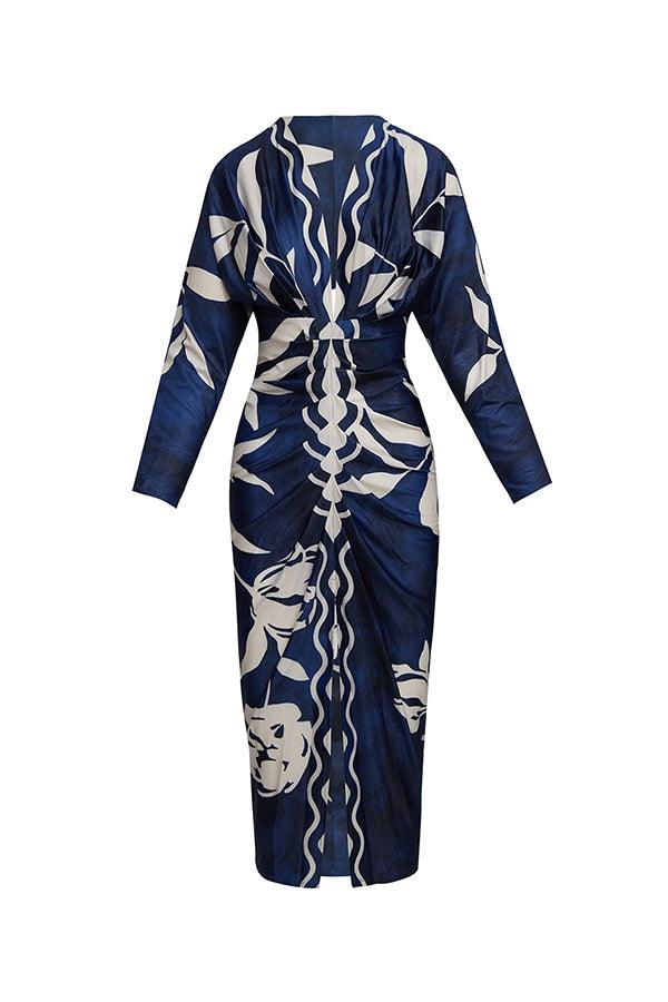 Monica | Midi dress with dolman with print unique summer sun