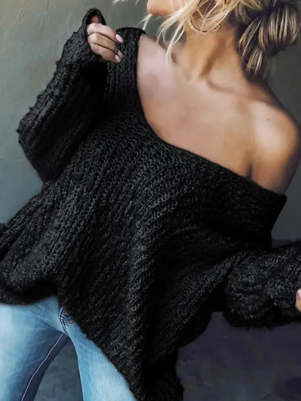 Sabrina | Comfy Drop Shoulder Long Sleeve Sweater
