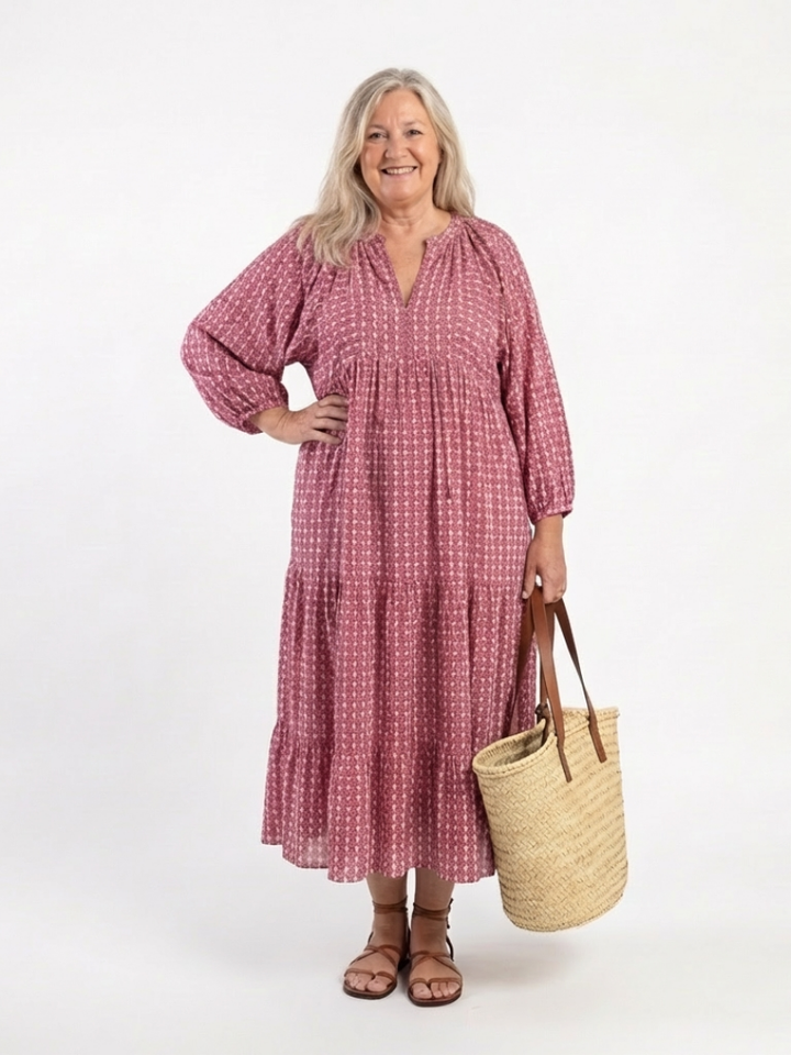 Priscilla Geometric Print Midi Dress