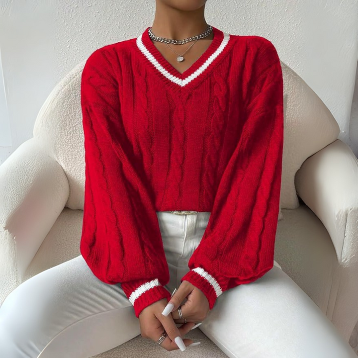 Kara | Chic Long Sleeve V-Neck Sweater
