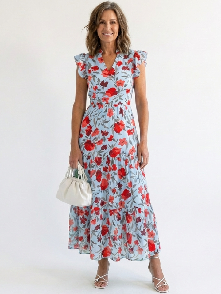 Arabella Floral Tiered Midi Dress