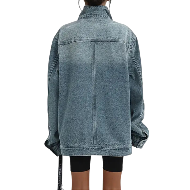 Olivia | Vintage Washed High Neck Asymmetric Jacket