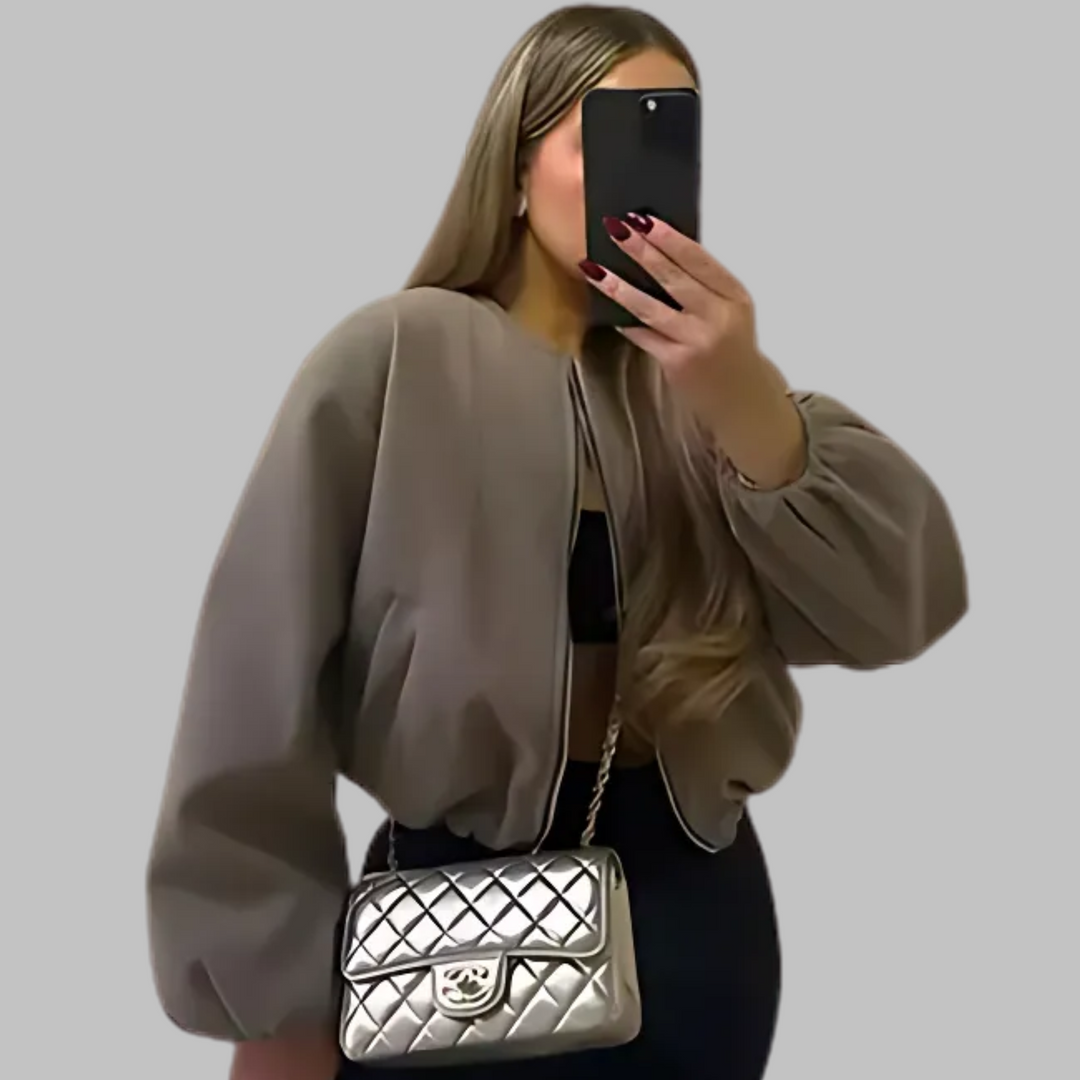 Elsie | Chic Long Sleeve Zipper Crop Top Jacket