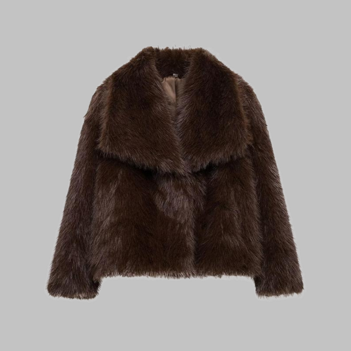 Georgia | Classy Long Sleeve Collared Fuzzy Coat