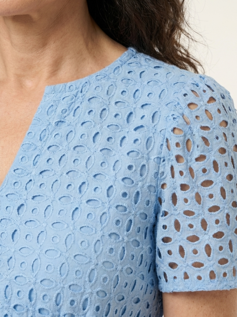 Seraphina Sky Blue Eyelet Tiered Midi Dress