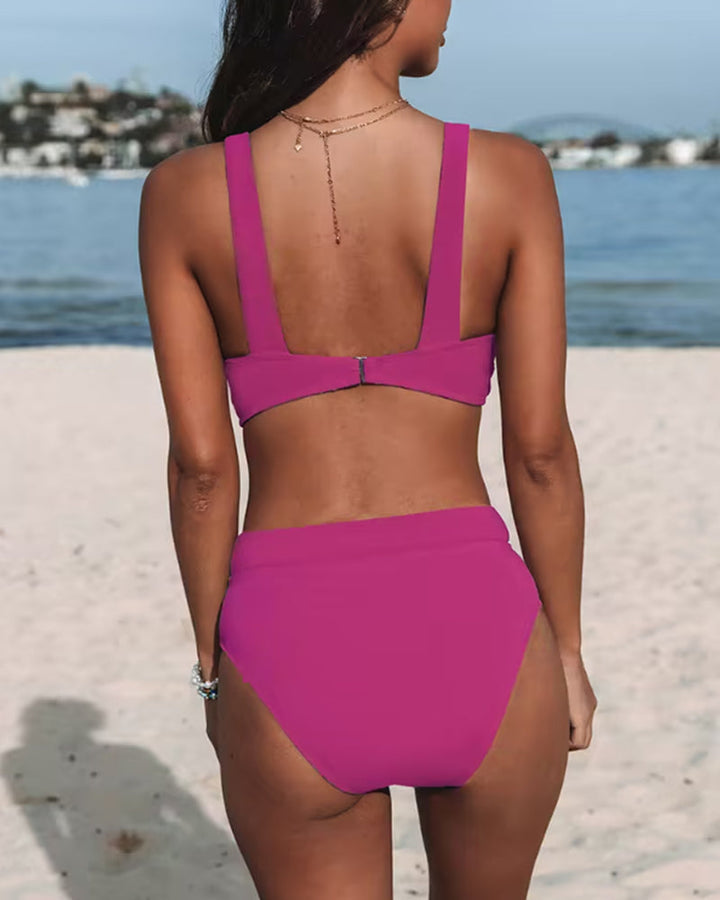 Maddison - Plain High-Waist Swimsuit