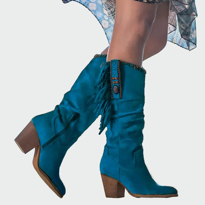 Isla - Comfortable Suede Cowboy Ankle Boots