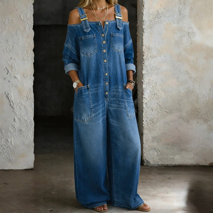 Ella - Off Shoulder Denim Jumpsuit