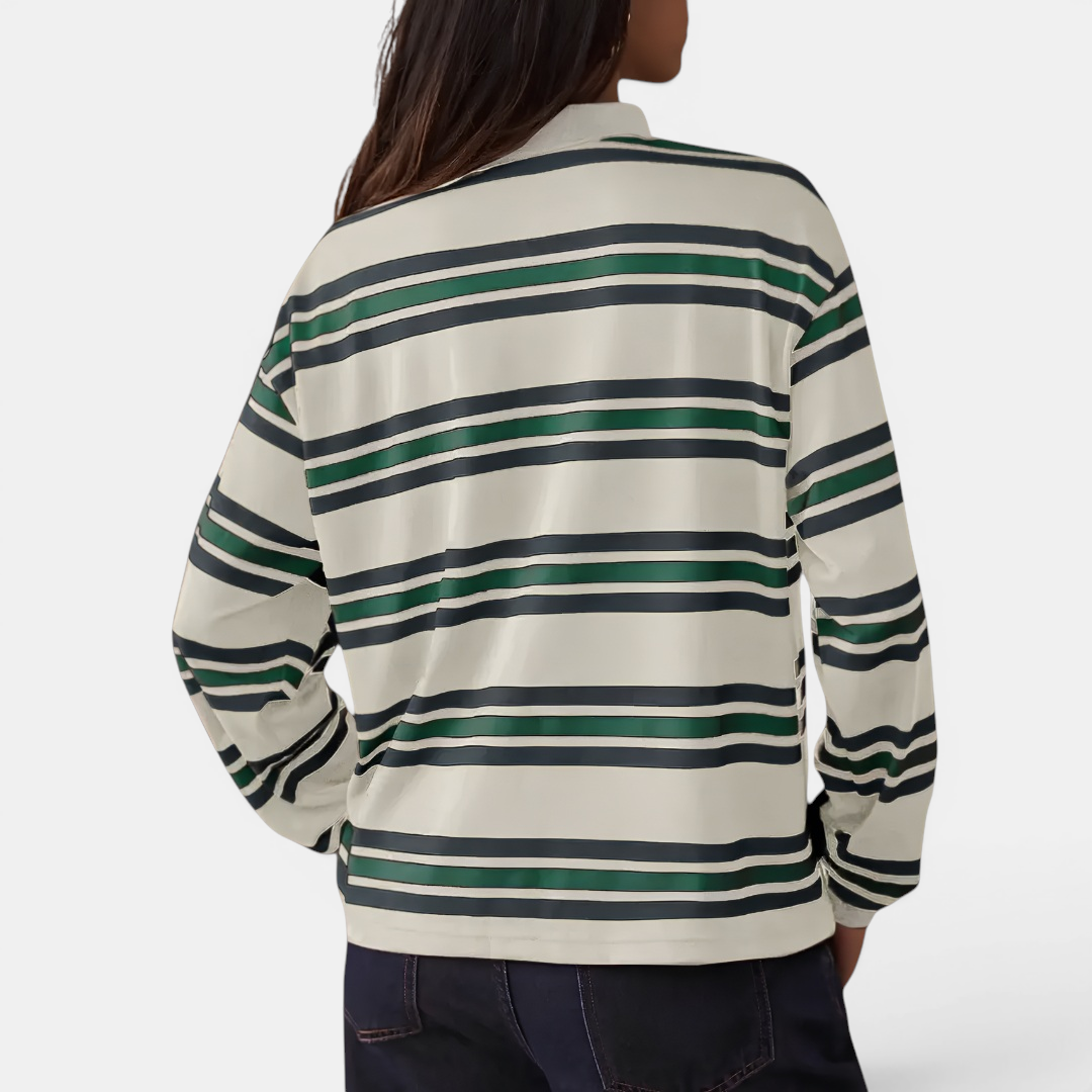 Hayley | Retro Stripe Contrast Polo Tee