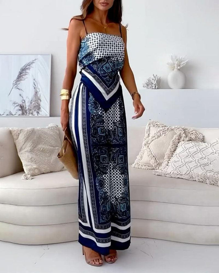 Lilly | Elegant two-piece set with top with laces and pants ready for vacation
