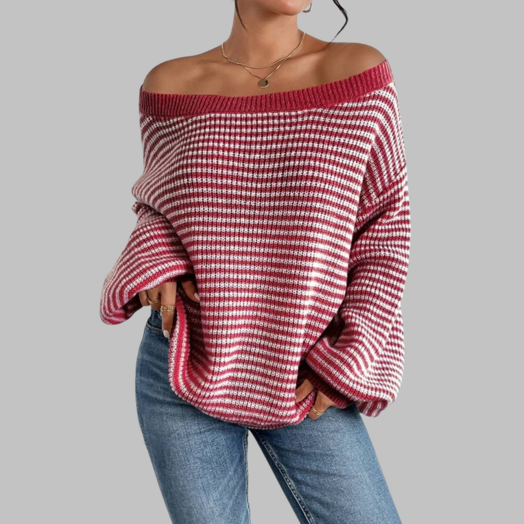 Paige | Casual Striped Drop Shoulder Long Sleeve Sweater