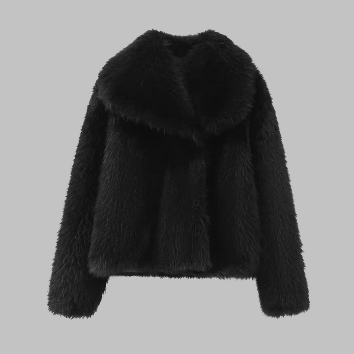 Georgia | Classy Long Sleeve Collared Fuzzy Coat