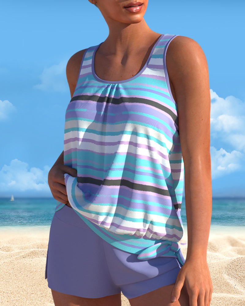 Tahlia - U-Neck Striped Tankini