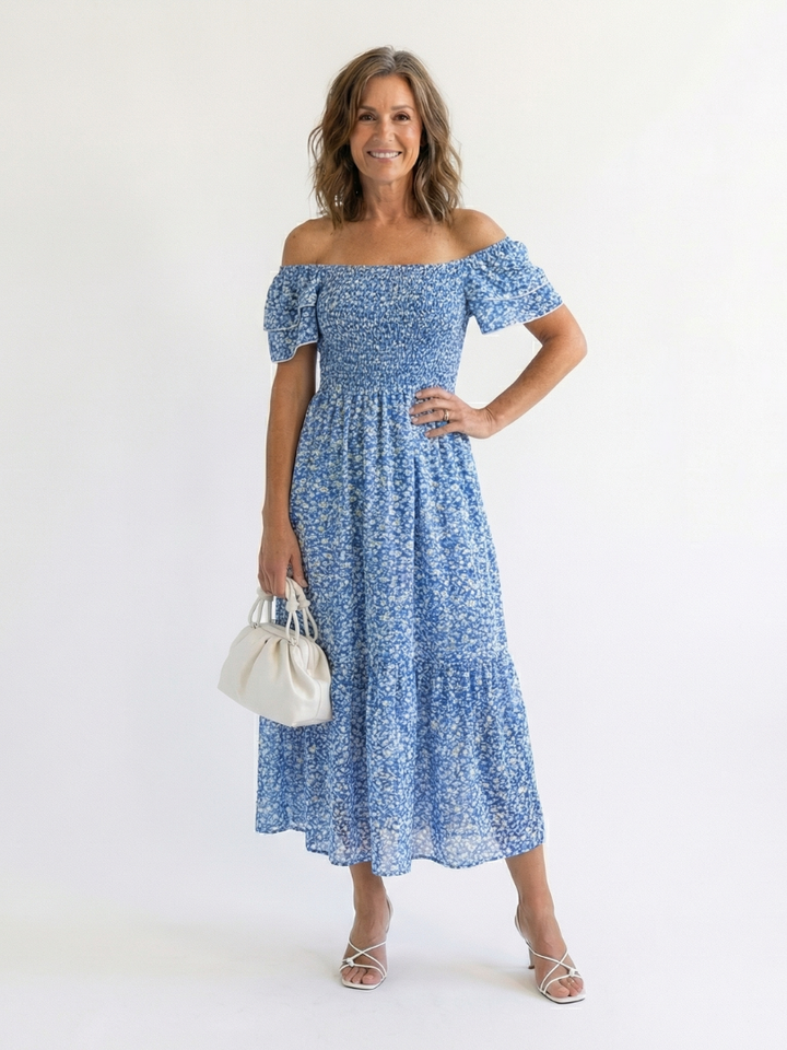 Perpetua Floral Smocked Midi Dress
