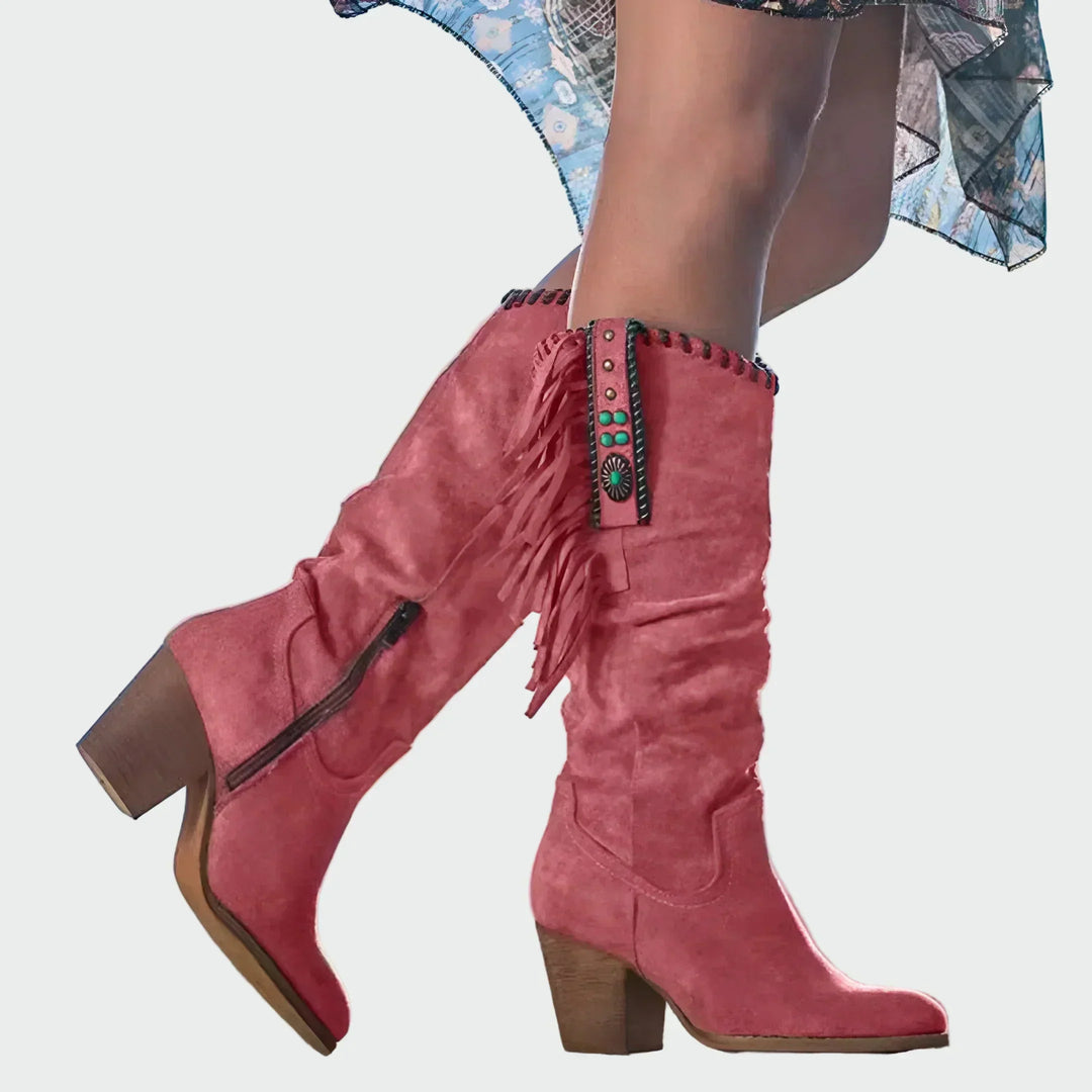 Isla - Comfortable Suede Cowboy Ankle Boots