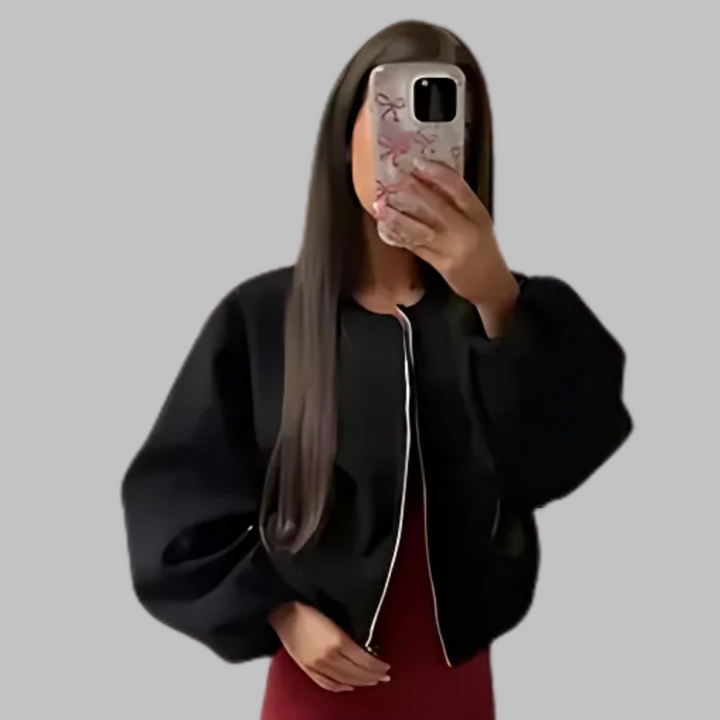Elsie | Chic Long Sleeve Zipper Crop Top Jacket