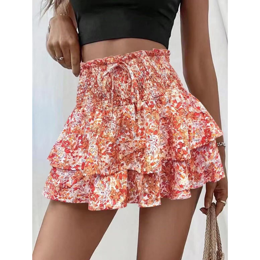 Vanessa | Lightweight Shirred Layered Summer Skort