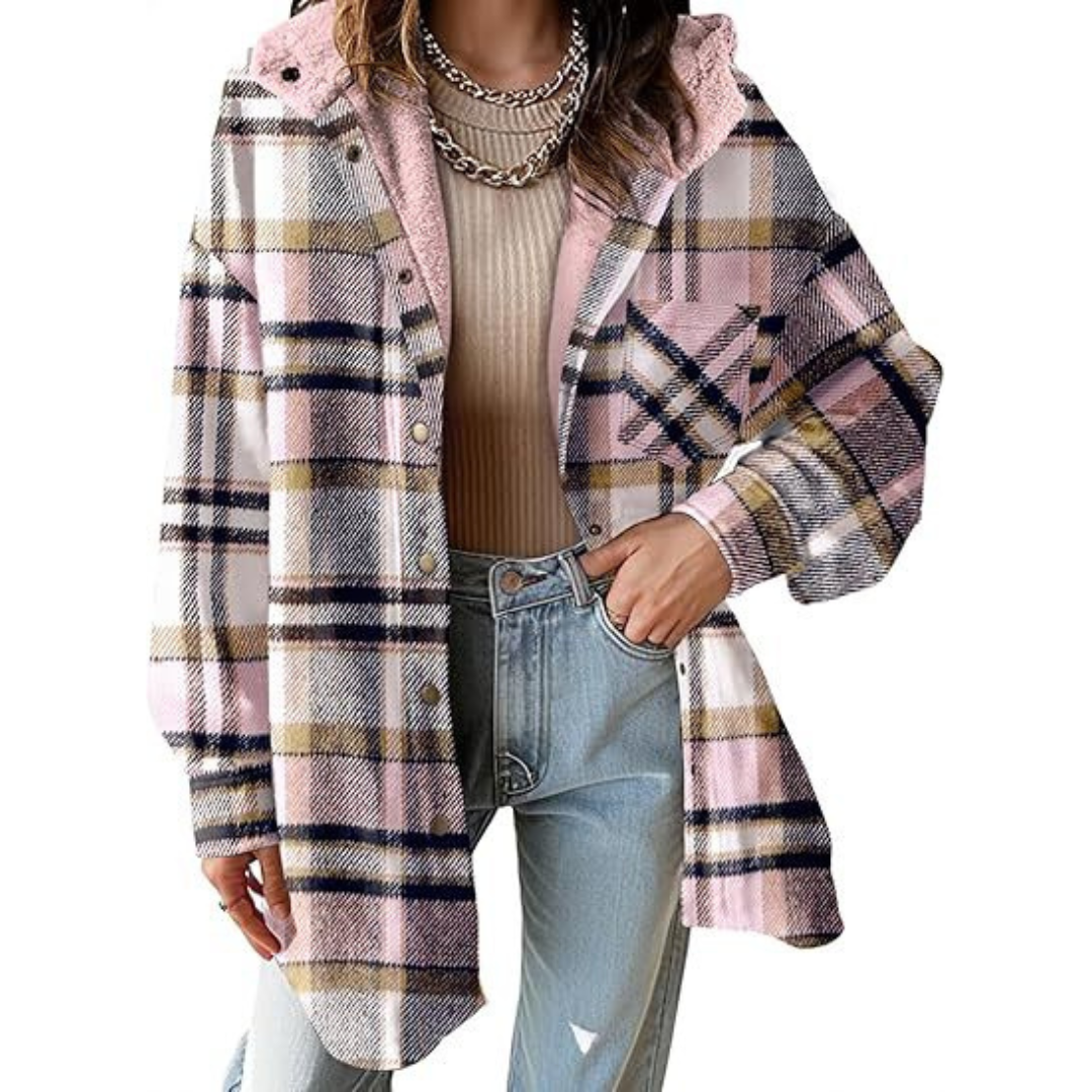 Hannah | Relaxed Fit Hooded Plaid Jacket