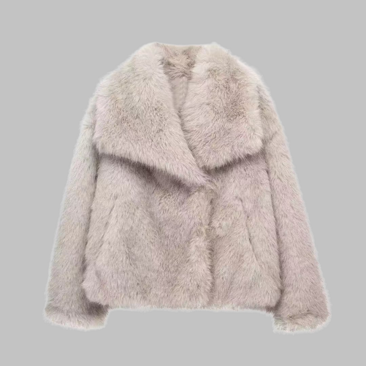Georgia | Classy Long Sleeve Collared Fuzzy Coat