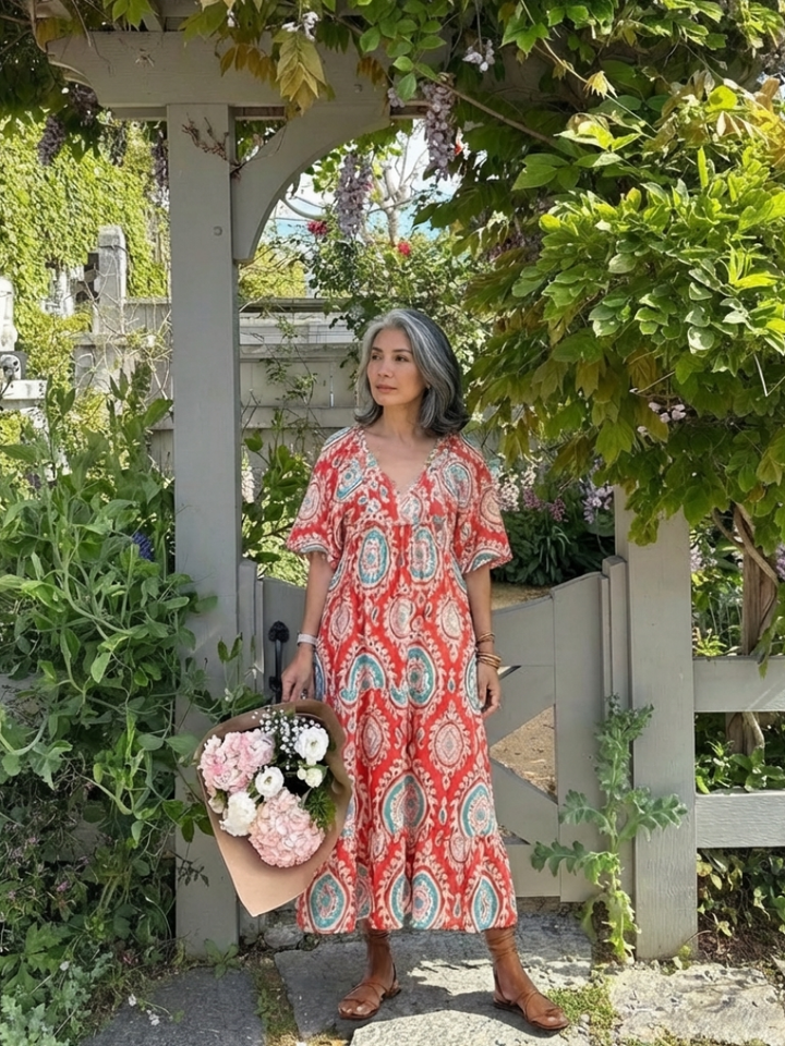 Mabel Red Paisley Print Midi Dress
