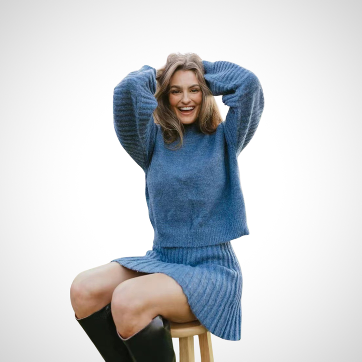 Bianca | Elegant Ribbed Knit Two-Piece Fall Outfit