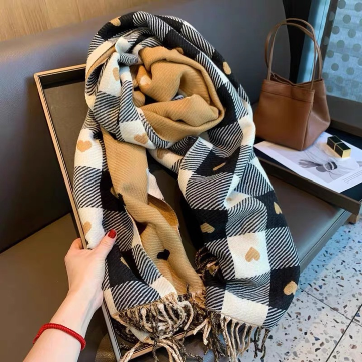Gemma | Comfy Warm Plaid Double Side Tassel Scarf