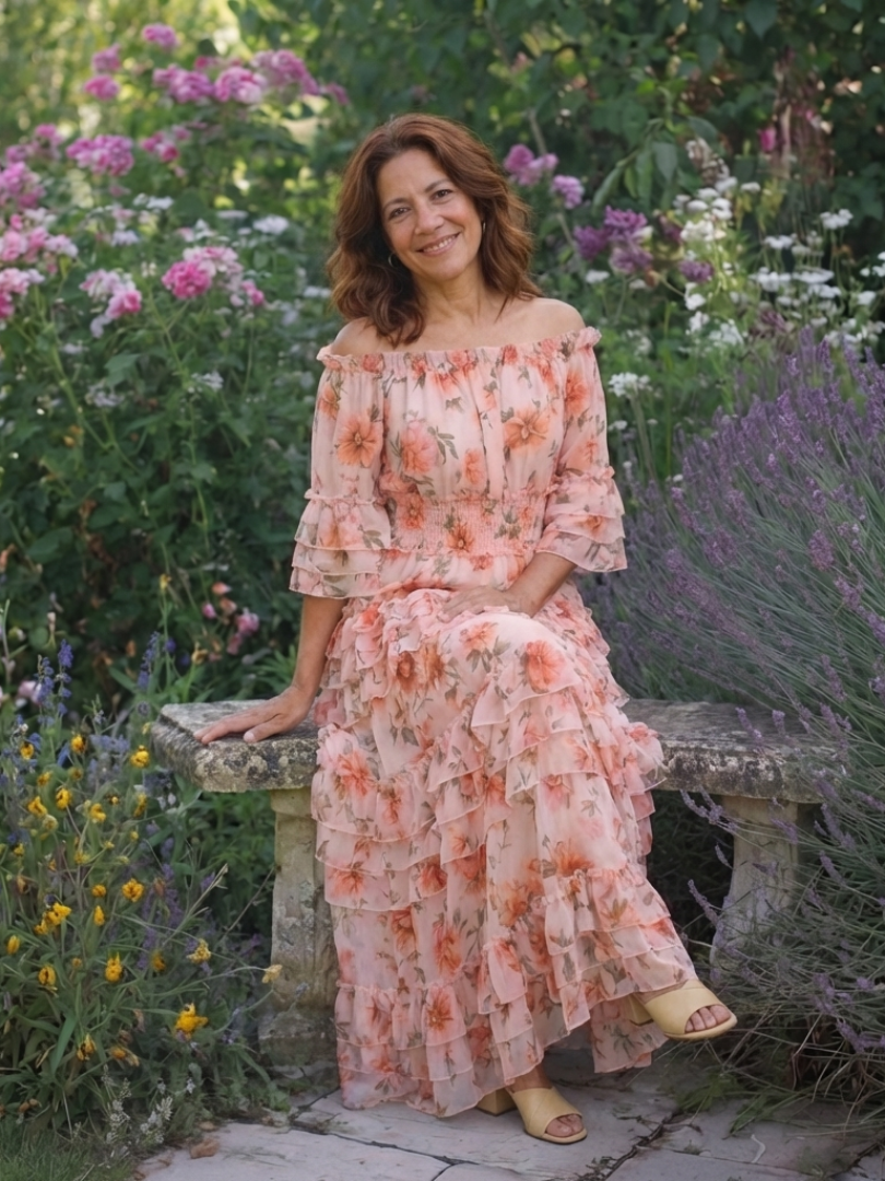 Doris Pink Off-Shoulder Ruffle Maxi Dress
