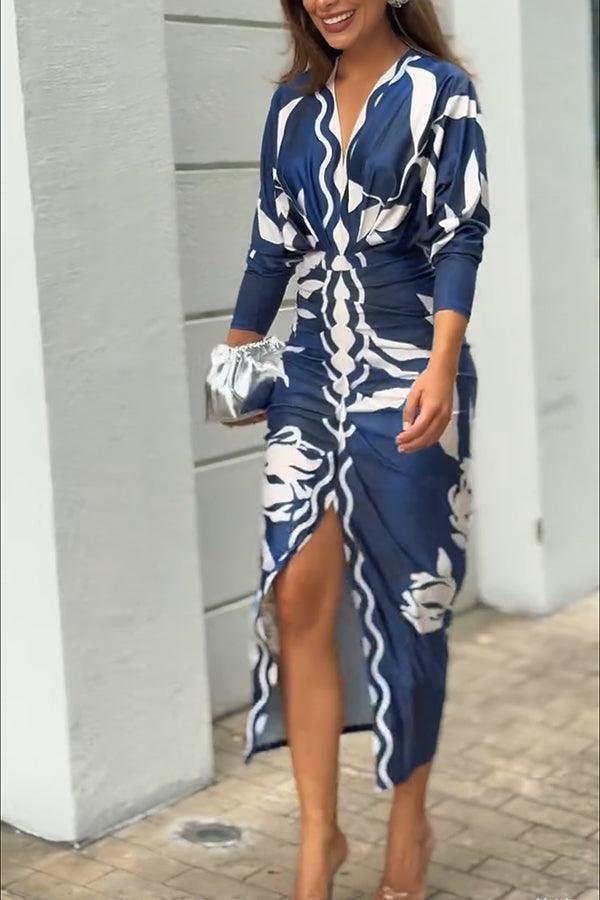 Monica | Midi dress with dolman with print unique summer sun