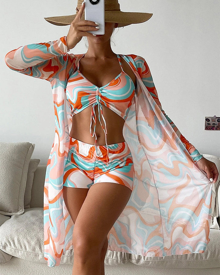 Ava | Printed 3 piece bikini set