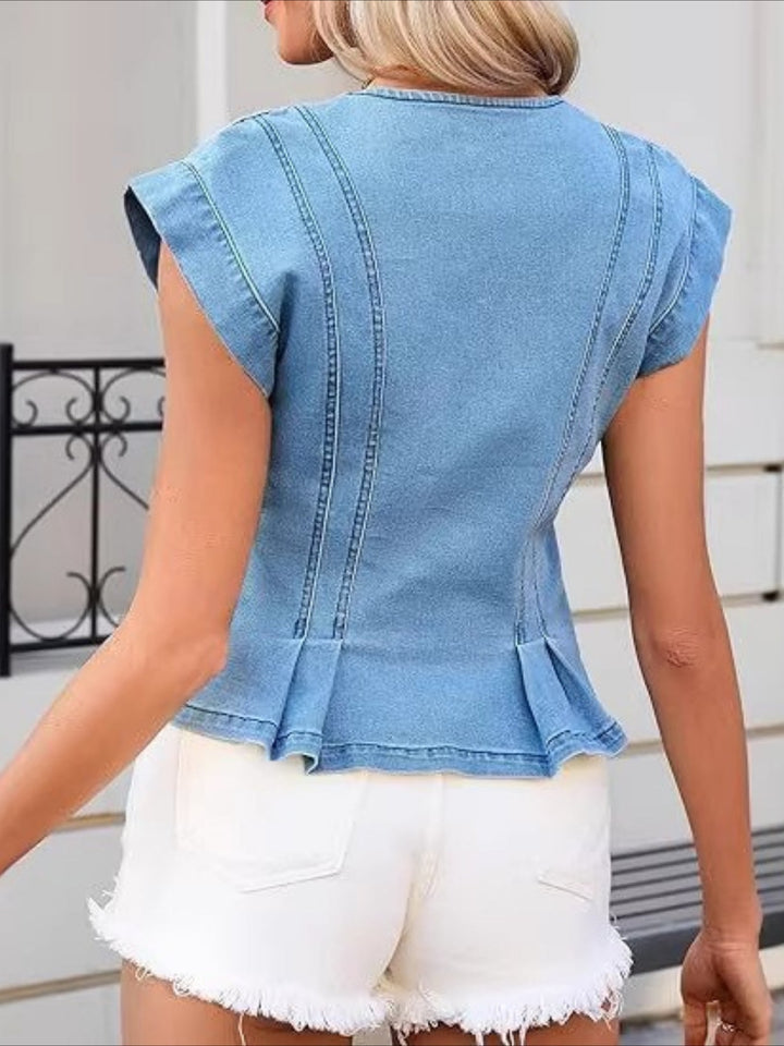 Willow - V-Neck Denim Top